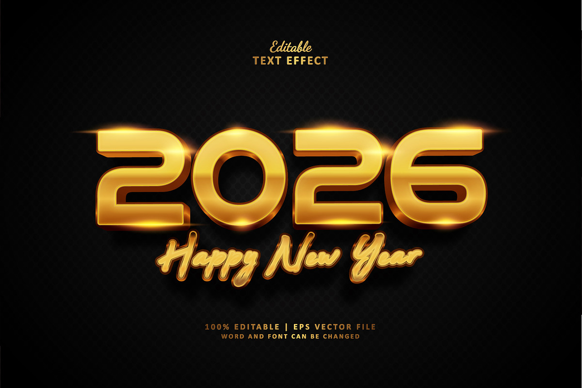 Text Effect Happy New Year 2026, a Layer Style Add-On by Navy Graphic (Photo 1 of 2)