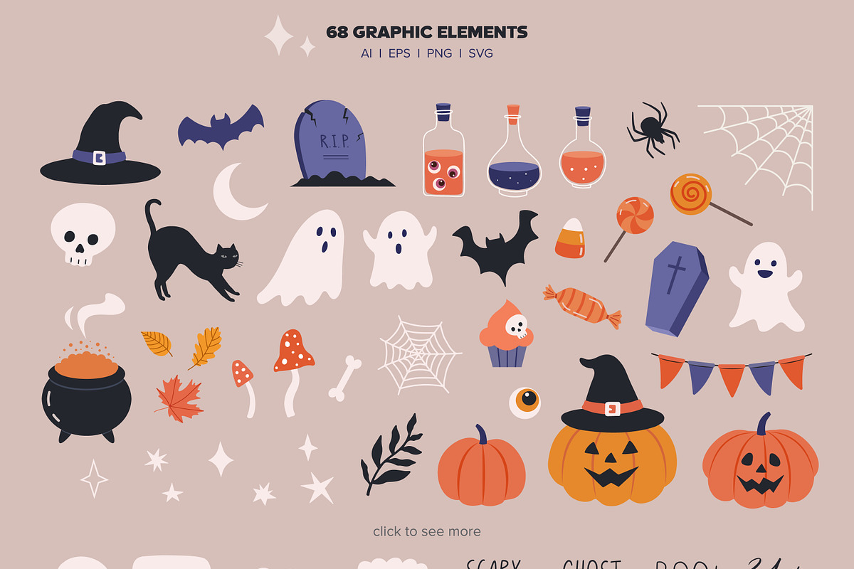 Halloween Clipart & Patterns, an Object Graphic by mejorana (Photo 2 of 11)