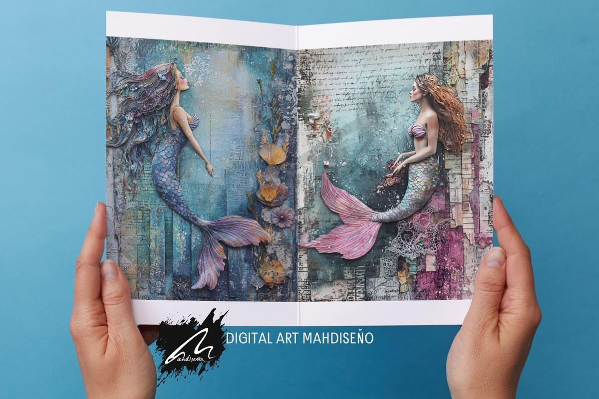 Whimsical Mermaid, Lace Journal Page, a Person Illustration by Digital Art Mahdiseño (Photo 8 of 10)