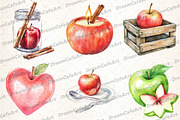 Apple Clipart Bundle, Watercolor PNG, an Illustration by DreamCafeArt (Thumbnail 4 of 7)