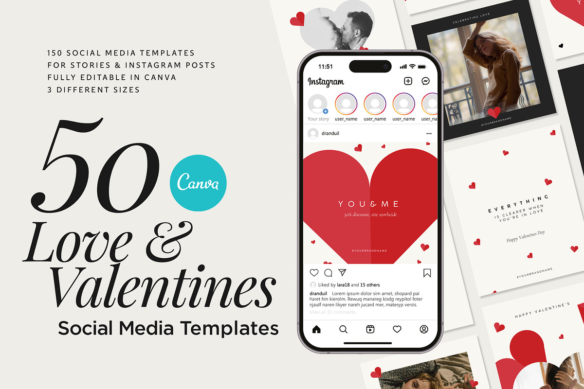 Love Social Media Templates CANVA, a Templates & Theme by Paper Flowers Studio (Photo 1 of 6)