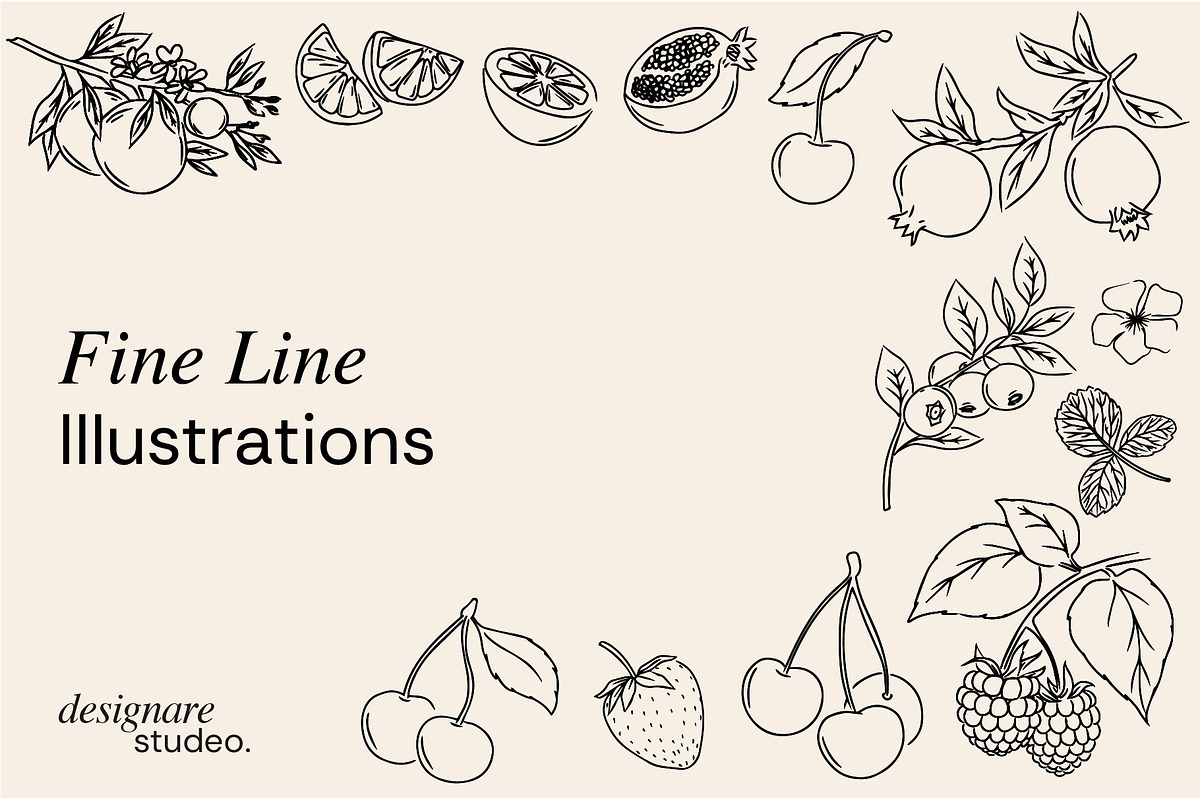 Minimalist Fruits Illustrations, a Decorative Illustration by ginni illustrations (Photo 3 of 5)