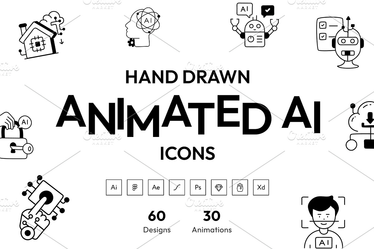 Hand Drawn Animated AI Icons