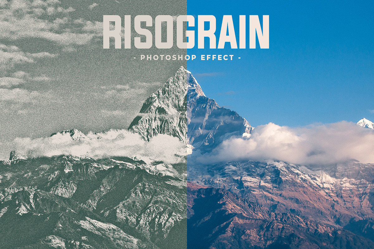 RISOGRAIN Vintage Photoshop Effect, a Templates & Theme by velvetmade.designs (Photo 1 of 8)
