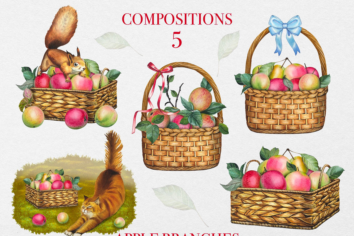 Watercolor Apple Garden Clipart, an Illustration by DiashaArt (Photo 2 of 11)