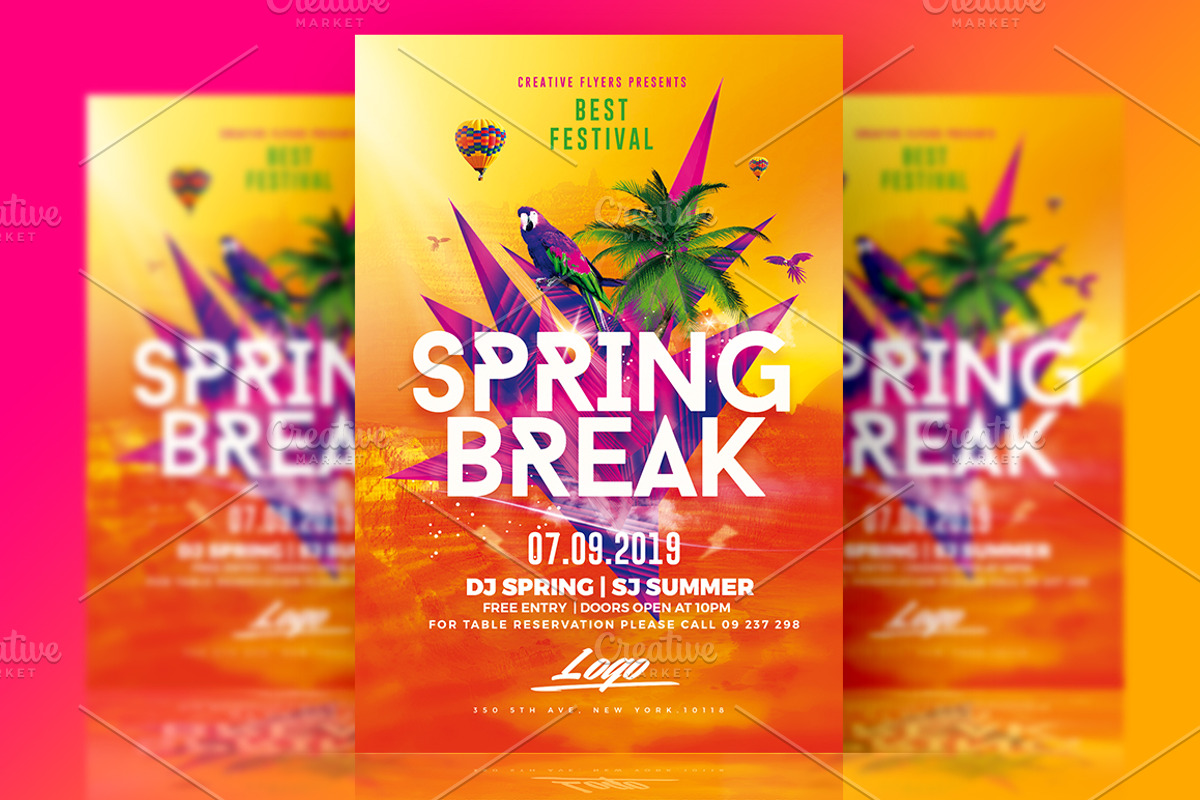 Spring Break Flyer Psd, a Flyer Template by Rome B Creation (Photo 1 of 2)