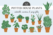 Potted House Plants Vector Clipart, an Illustration by Putnam Road Art (Thumbnail 1 of 3)