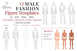 Male Fashion Figure Templates Bundle