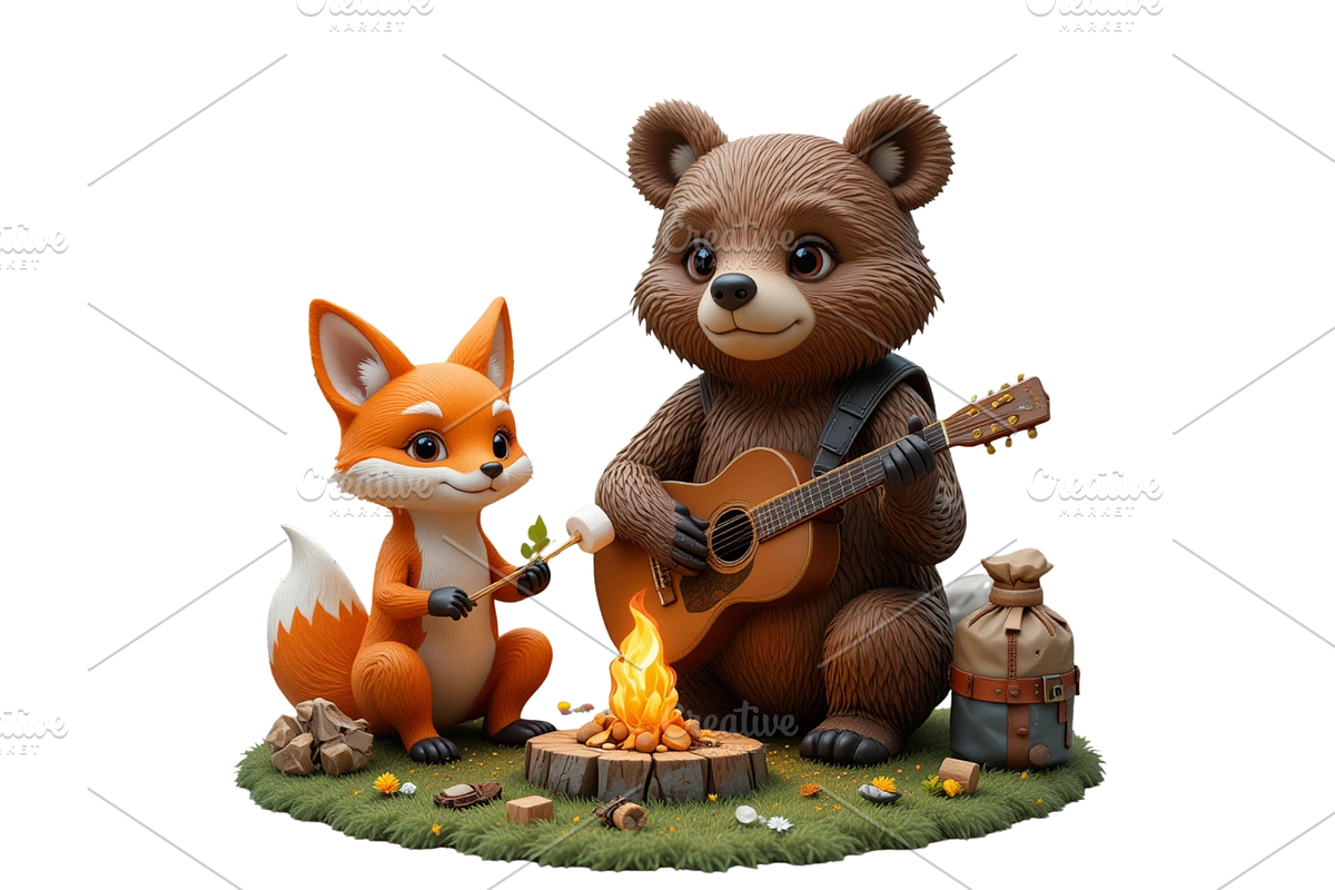 3D Camping Animal Clipart, a Seasonal Illustration by Creative design (Photo 7 of 7)