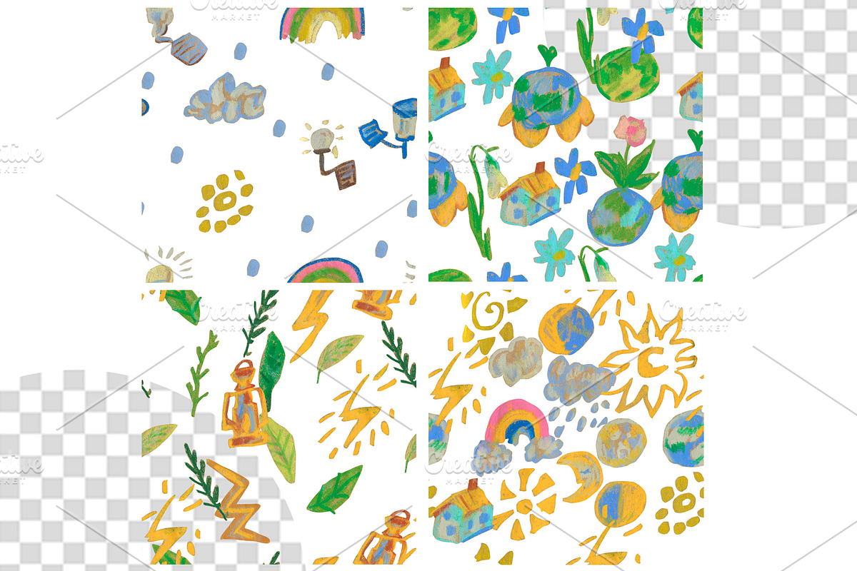 Kids Crayon Eco Icons Seamless Patte, a Pattern Graphic by Lucyinyourheart (Photo 2 of 10)