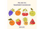 Cute Kawaii Fruits, a Food Illustration by Bielousova Art (Thumbnail 2 of 5)