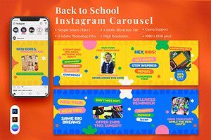 Back to School Instagram Carousel  &, a Social Media Template by Attype