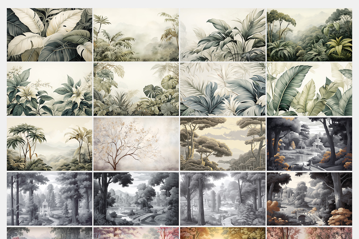 Tropical Plants Landscape Wallpaper, a Wallpaper Graphic by Muzi pear studio (Photo 4 of 12)