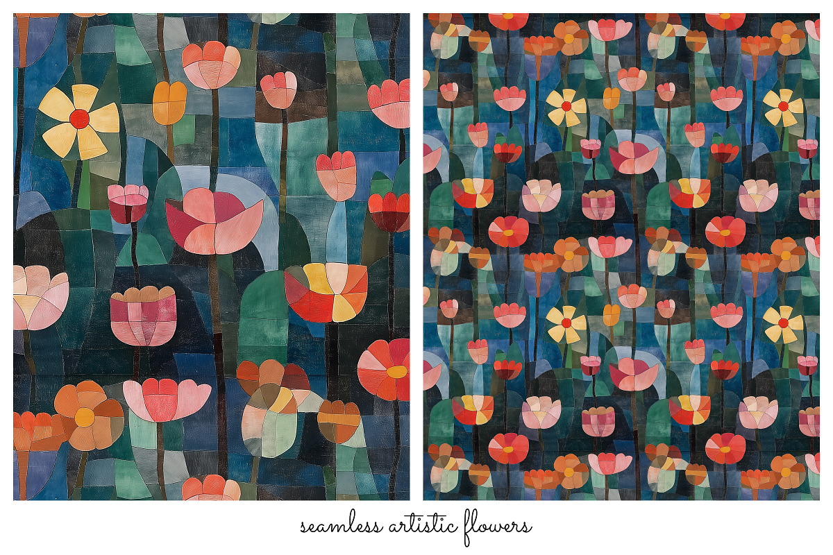 12 Seamless Artistic Flower Patterns, a Pattern Graphic by DesignRocket