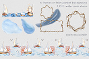 Marine collection watercolor clipart, an Illustration by Kate Lanbina (Thumbnail 7 of 13)