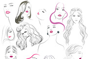 Beautiful woman faces line drawings, a Person Illustration by esylvia (Thumbnail 2 of 3)