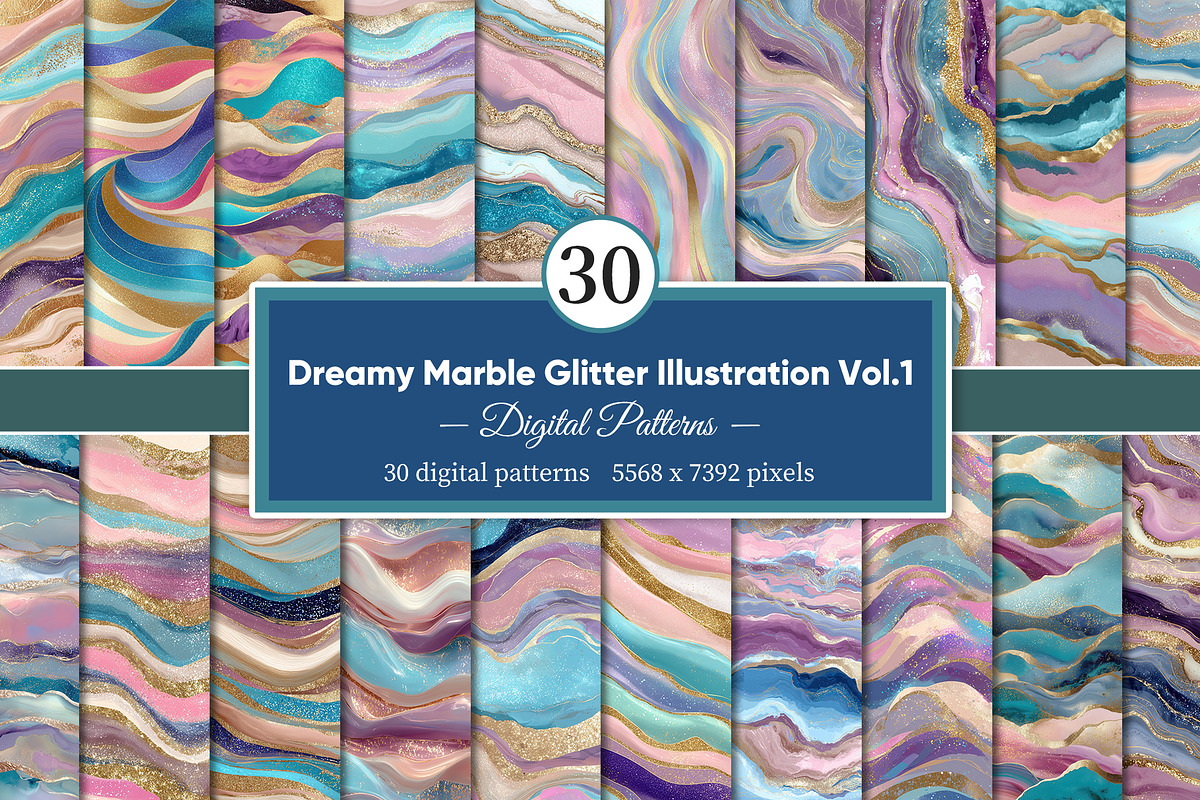 Dreamy Marble Glitter Illustration 1, a Decorative Illustration by Housui Patterns (Photo 1 of 9)