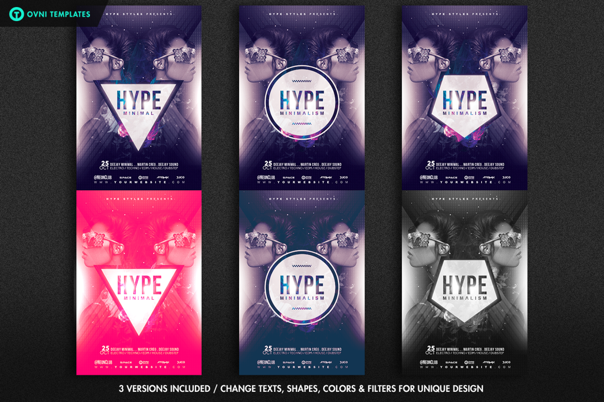 HYPE MINIMALISM Flyer Template, a Flyer Template by OVNI-TEMPLATES (Photo 2 of 4)