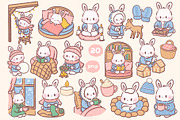 Cute Bunny Clipart PNG Bundle, an Animal Illustration by Blumensdiary (Thumbnail 8 of 11)