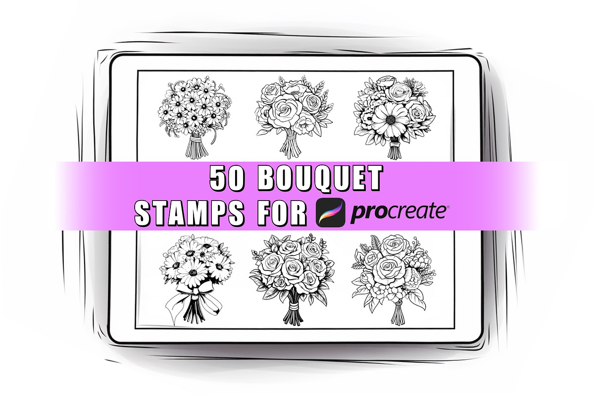 50 Bouquet Procreate Stamps Brushes, a Brush Add-On by Procreate Sale (Photo 1 of 6)