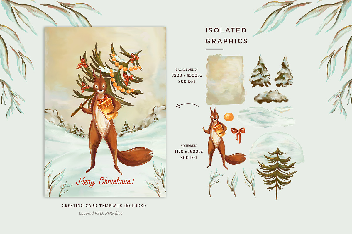 Christmas Squirrels & Winter Scenes, an Animal Illustration by Yeticrab (Photo 2 of 12)