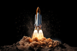 Space rocket taking off from the gro, a Photo by Iftikhar Alam