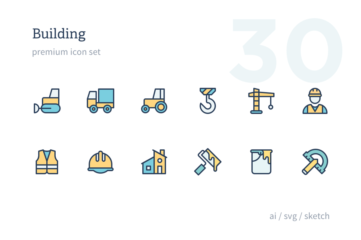 Building Icon Set, an Outline Icon by rodchenko design (Photo 1 of 3)