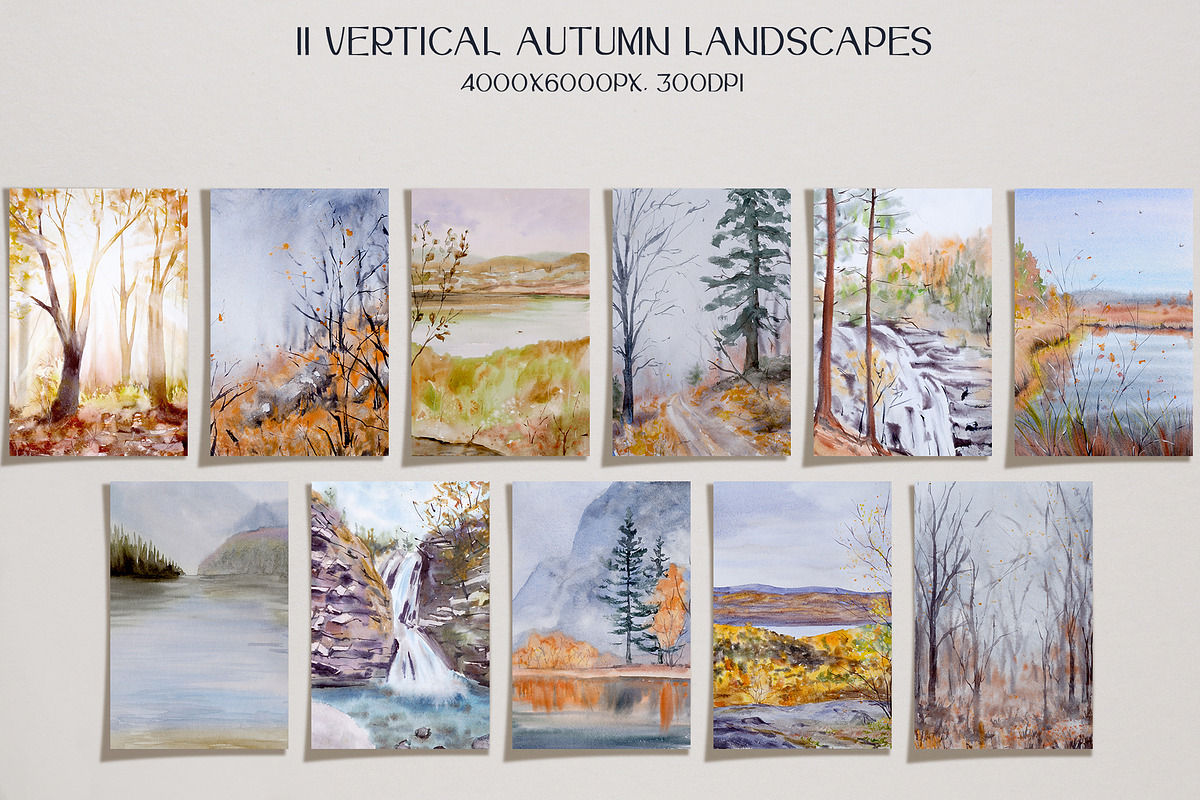 Autumn Watercolor Landscapes, a Seasonal Illustration by NataliArkushArt (Photo 7 of 14)