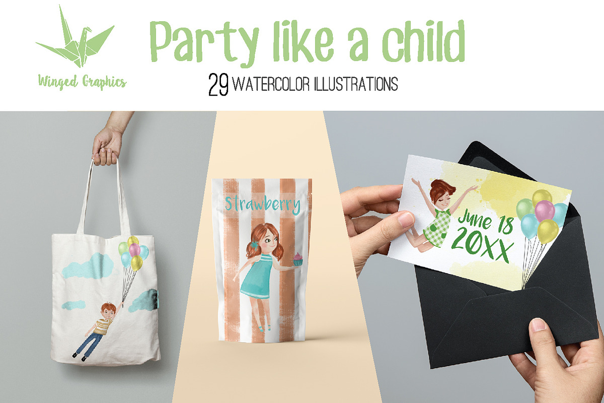 Party like a child: illustration set, a Person Illustration by Winged Graphics (Photo 2 of 3)