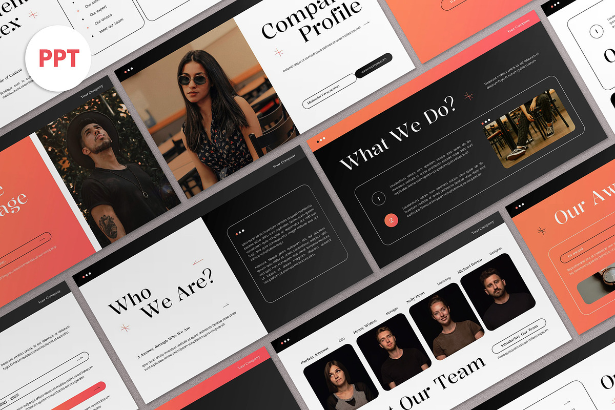 Orange Fashion Company PPT, a Presentation Template by graphicook (Photo 1 of 4)