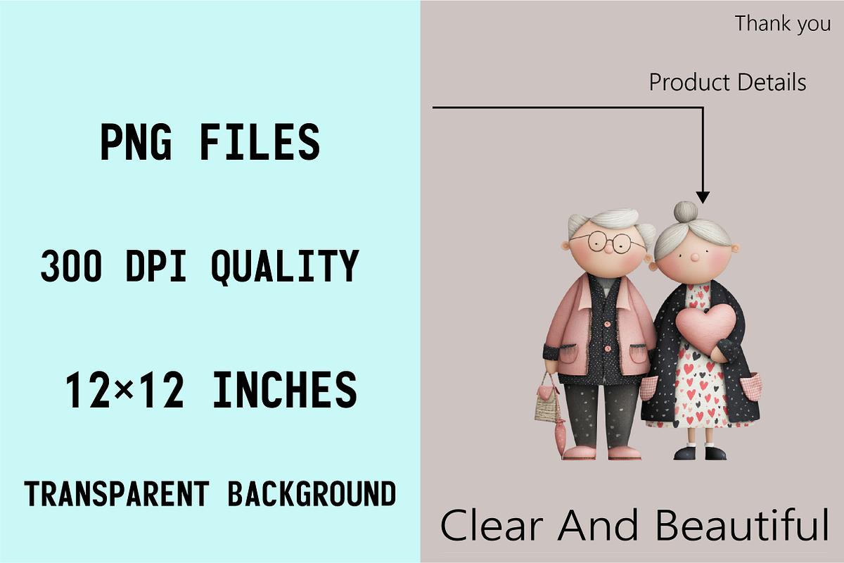 Quirky Valentine Old Couple Clipart, an Illustration by SVGArt (Photo 4 of 8)
