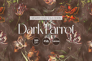 Dark Parrot Tulips Pattern, a Pattern Graphic by texvogue (Thumbnail 1 of 11)