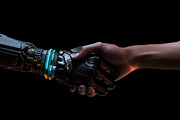 Robot and human handshake. 25 images, a Technology Illustration by Handmadefont (Thumbnail 3 of 10)