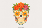 Sugar Skull Floral PNG, Day of the, an Illustration by SharpMarketplace (Thumbnail 1 of 9)