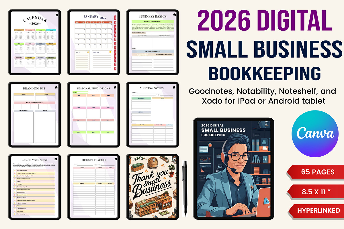 Digital Small Business Bookkeeping, a Print Template by Designmela01 (Photo 1 of 8)