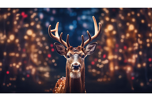 red rudolph with lights ai generated, a Holiday Photo by pikepicture