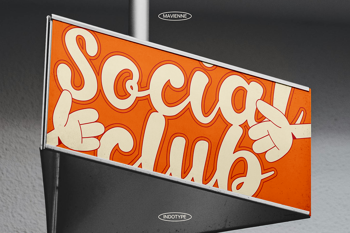 Mavienne - Retro Script Bold Font, a Script Font by Indotype Foundry (Photo 8 of 10)