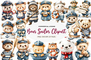 Bear Sailor Clipart, Nautical Clipar, an Illustration by CreationArt (Thumbnail 1 of 5)