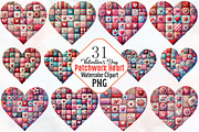 Patchwork heart valentine day Png, an Illustration by RobertsArt (Thumbnail 1 of 7)