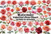 Valentine's Rose Clipart, an Illustration by Design Market (Thumbnail 1 of 5)