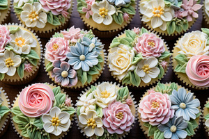 Close Up of Flower Cupcakes, Colorfu, a Photo by Iftikhar Alam