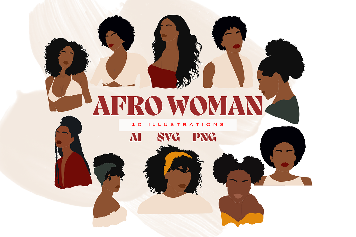 Afro Woman SVG Bundle, Black Woman, a Person Illustration by designsbyionela (Photo 1 of 4)
