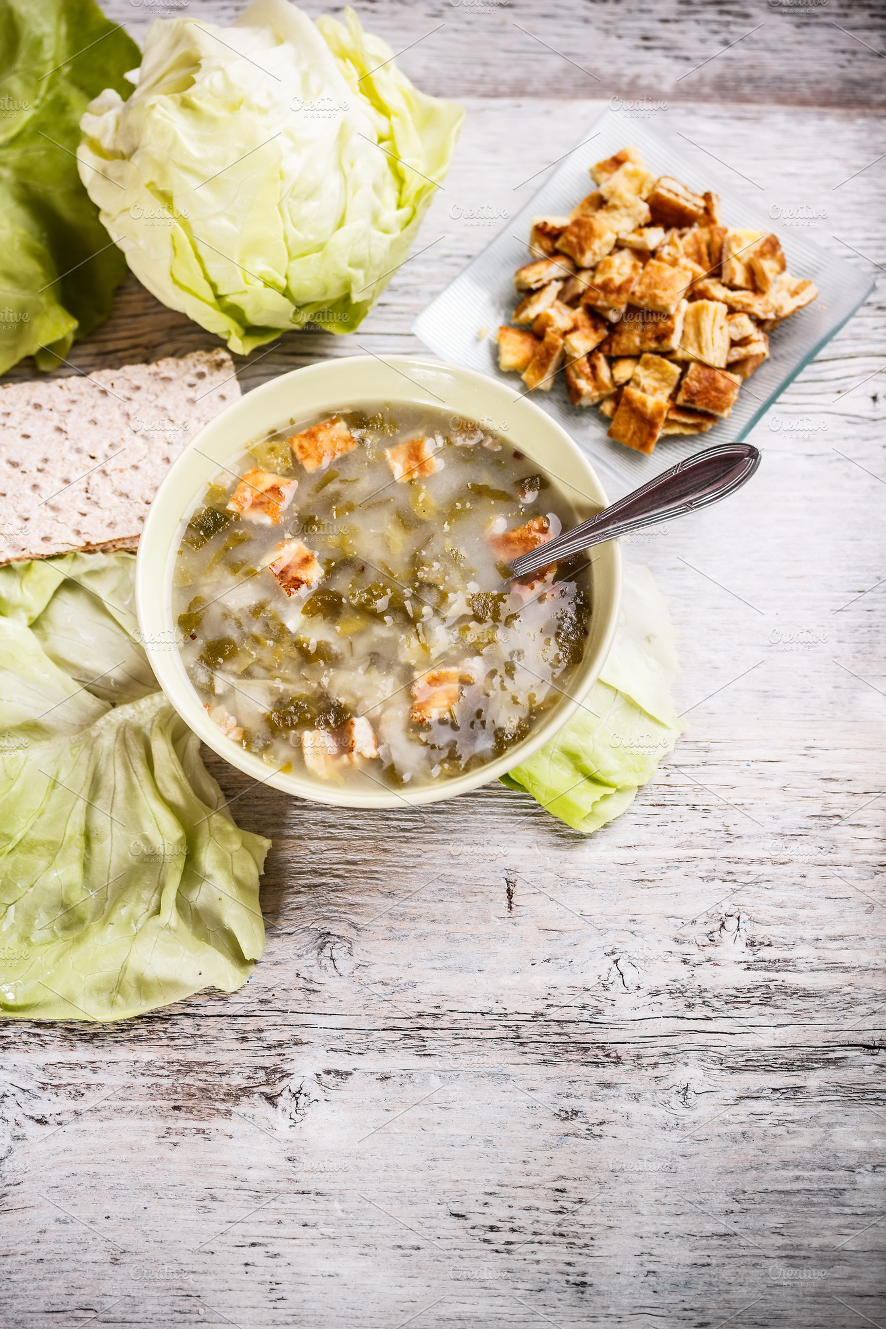 Lettuce Soup Stock Photo Containing Bowl And Cooked