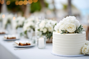 Elegant white wedding cake decorated, a Food & Drink Photo by MistyDay