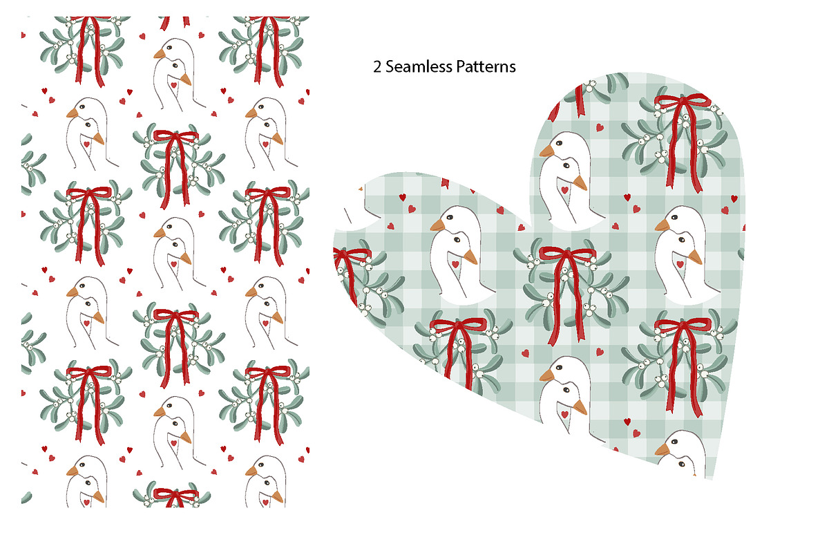 Geese under the Mistletoe Set, a Pattern Graphic by Toltemara (Photo 2 of 3)