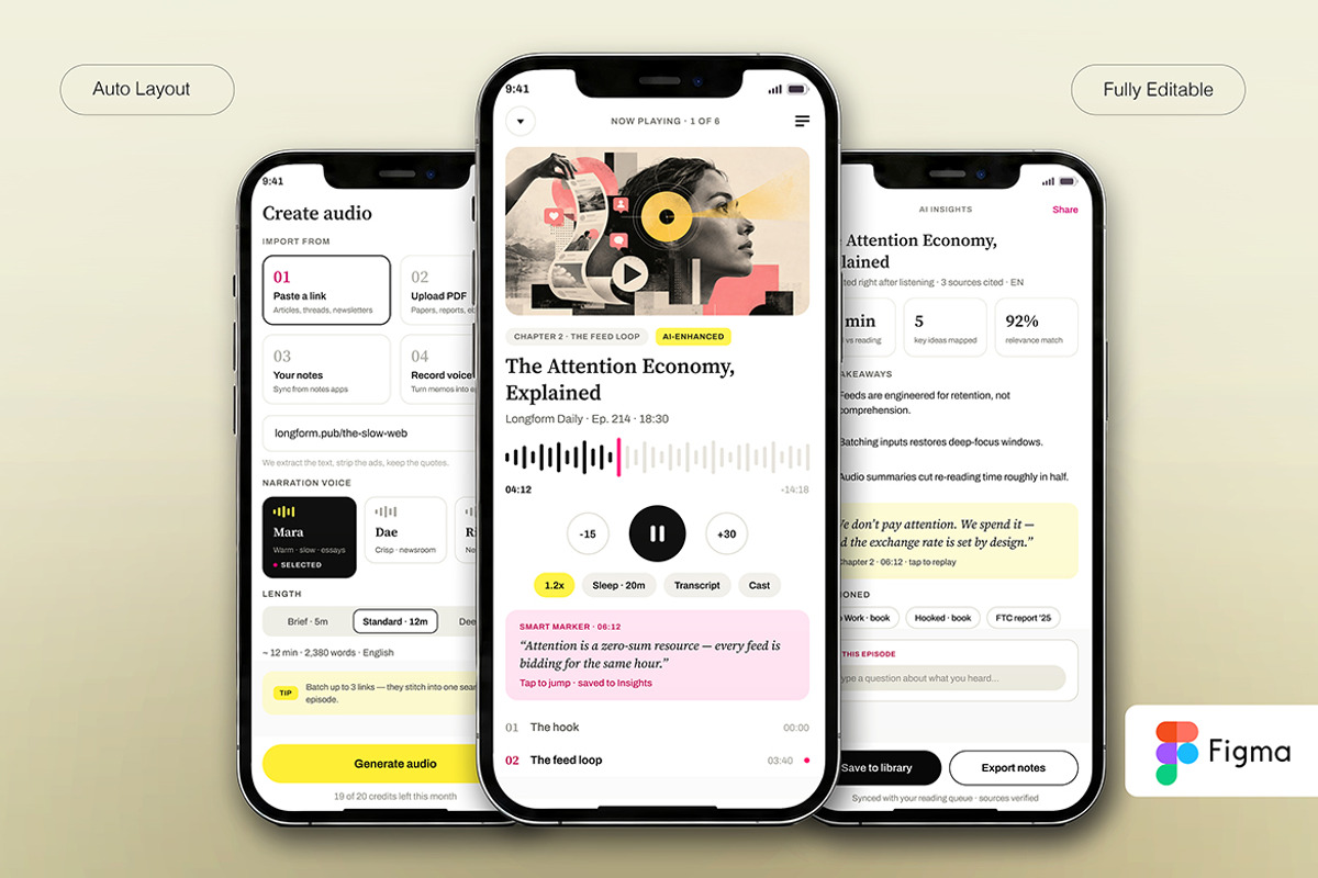 AI Text to Audio App UI Kit, an UI Kit Template by Pitchlook.Studio (Photo 2 of 4)