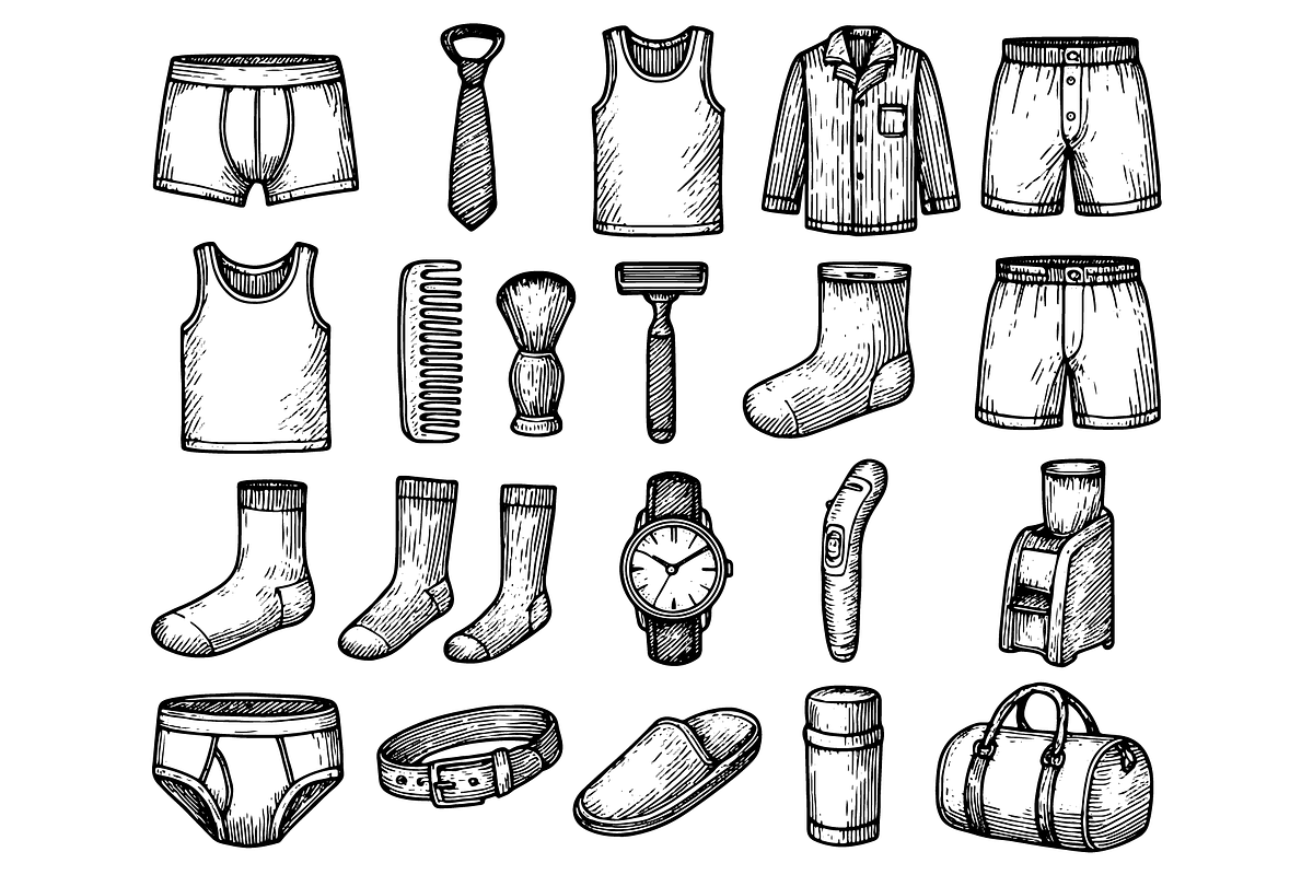 Men’s Clothing Essentials, an Object Graphic by RT Studio