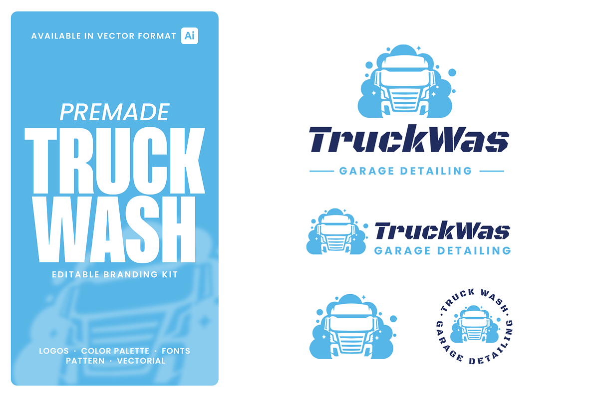 Truck Wash Garage Detailing | Logo, a Branding & Logo Template by Headfonts (Photo 1 of 3)