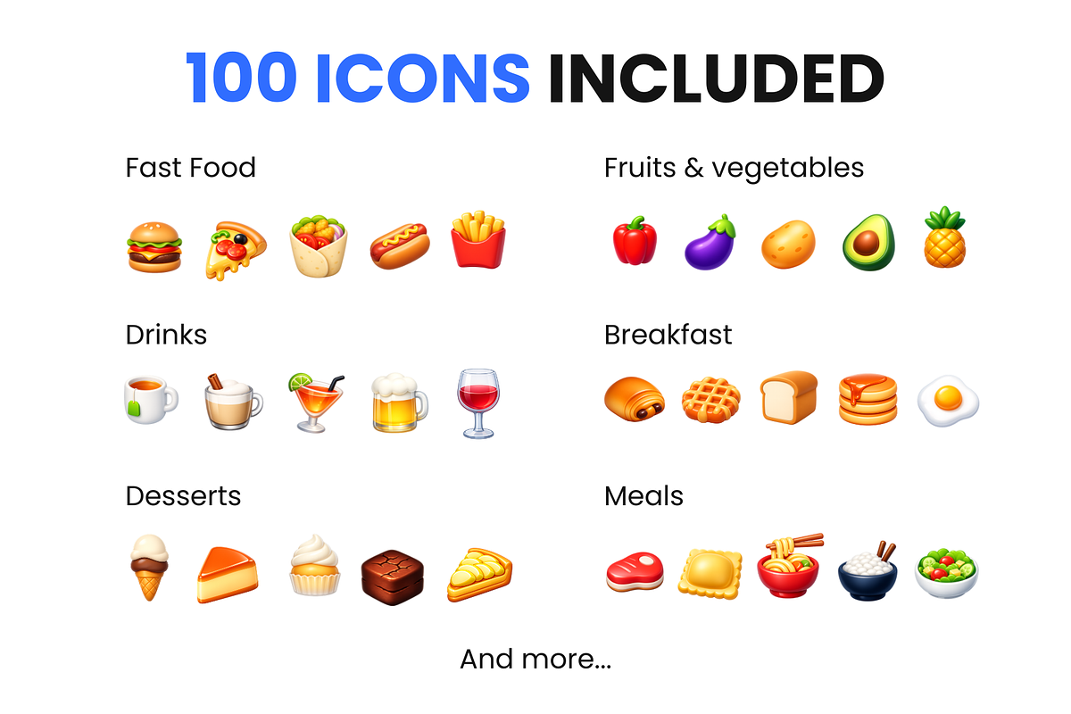 100 Food & Drink 3D Premium Icons, a Solid Icon by Icons Drop (Photo 5 of 5)