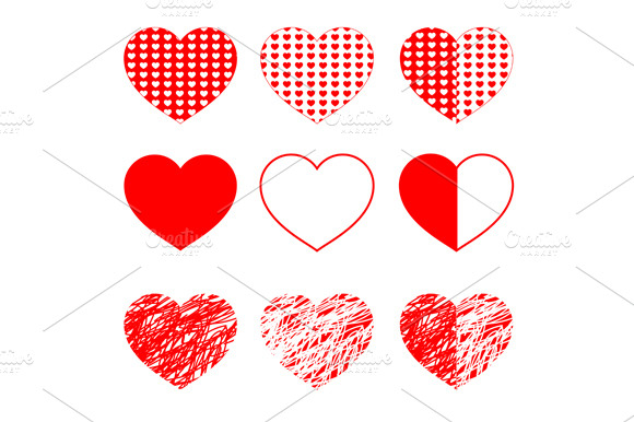 Hearts Set For Wedding And Valentine